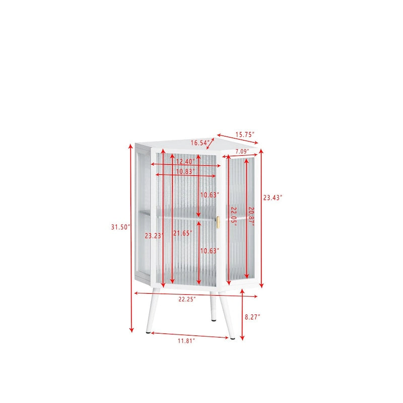 Meuble d'angle avec porte en verre trempé et étagères de rangement pour salle de bains, salon et chambre