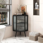 Meuble d'angle avec porte en verre trempé et étagères de rangement pour salle de bains, salon et chambre