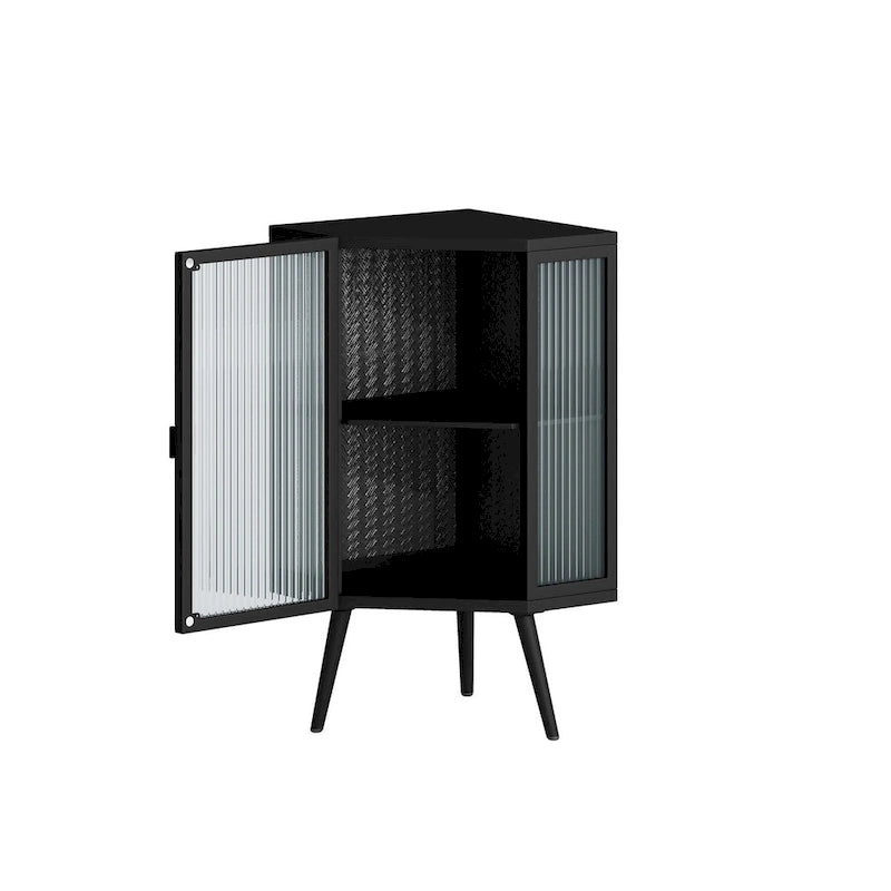 Meuble d'angle avec porte en verre trempé et étagères de rangement pour salle de bains, salon et chambre