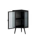 Meuble d'angle avec porte en verre trempé et étagères de rangement pour salle de bains, salon et chambre