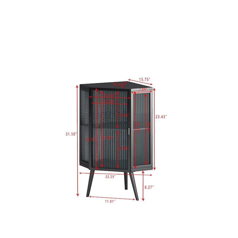 Meuble d'angle avec porte en verre trempé et étagères de rangement pour salle de bains, salon et chambre
