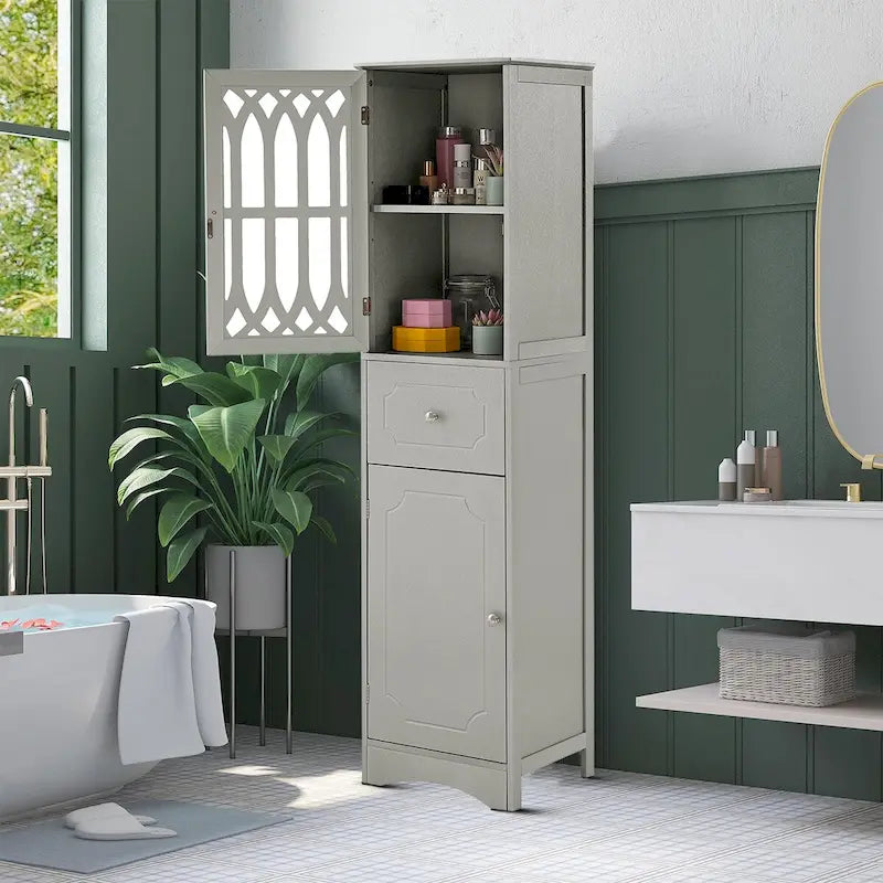Wooden Bathroom Storage Cabinet with Acrylic Door Panel