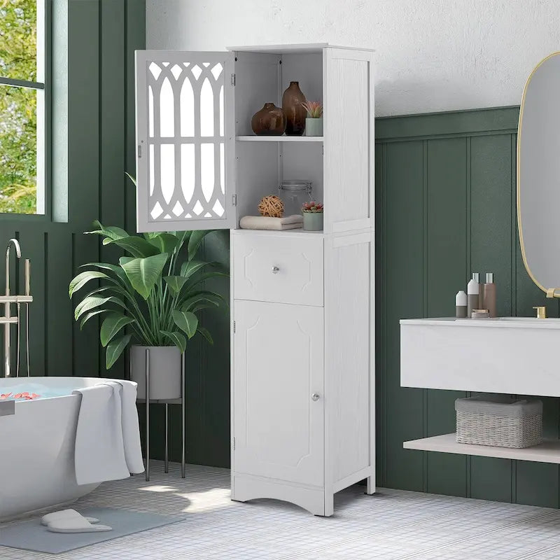 Wooden Bathroom Storage Cabinet with Acrylic Door Panel