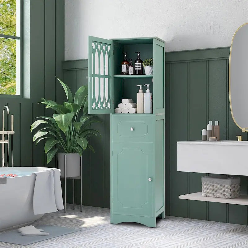 Wooden Bathroom Storage Cabinet with Acrylic Door Panel