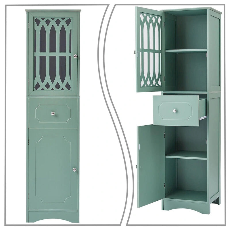 Wooden Bathroom Storage Cabinet with Acrylic Door Panel