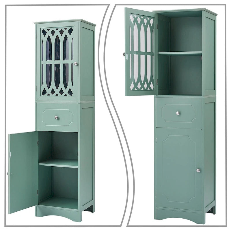 Wooden Bathroom Storage Cabinet with Acrylic Door Panel