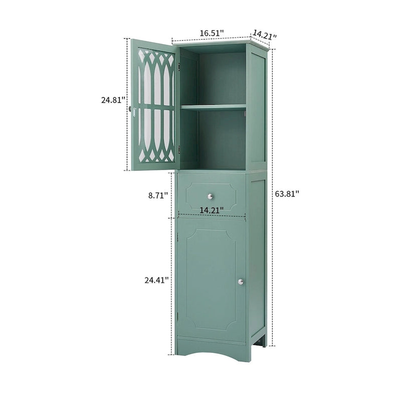 Wooden Bathroom Storage Cabinet with Acrylic Door Panel