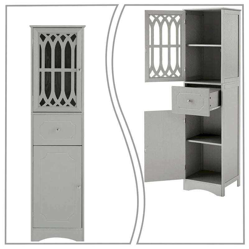 Wooden Bathroom Storage Cabinet with Acrylic Door Panel