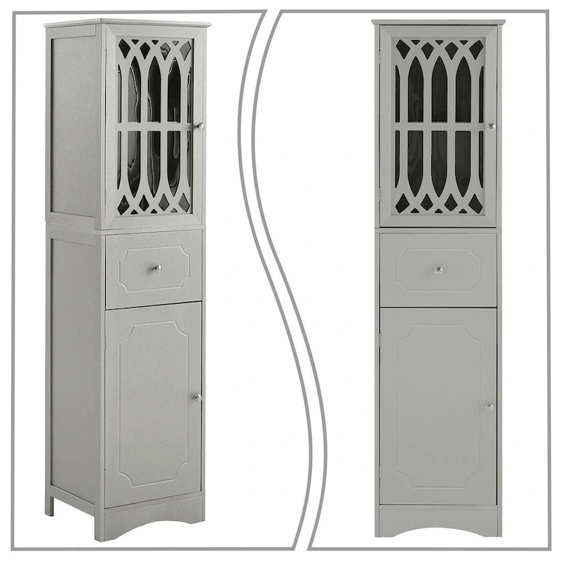 Wooden Bathroom Storage Cabinet with Acrylic Door Panel