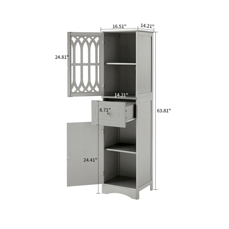 Wooden Bathroom Storage Cabinet with Acrylic Door Panel