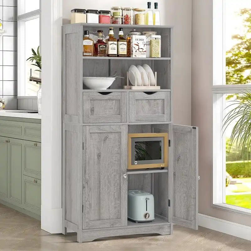 Tall Storage Cabinet with Drawers and Cupboard - 11.8D x 23.6W x 49.2H