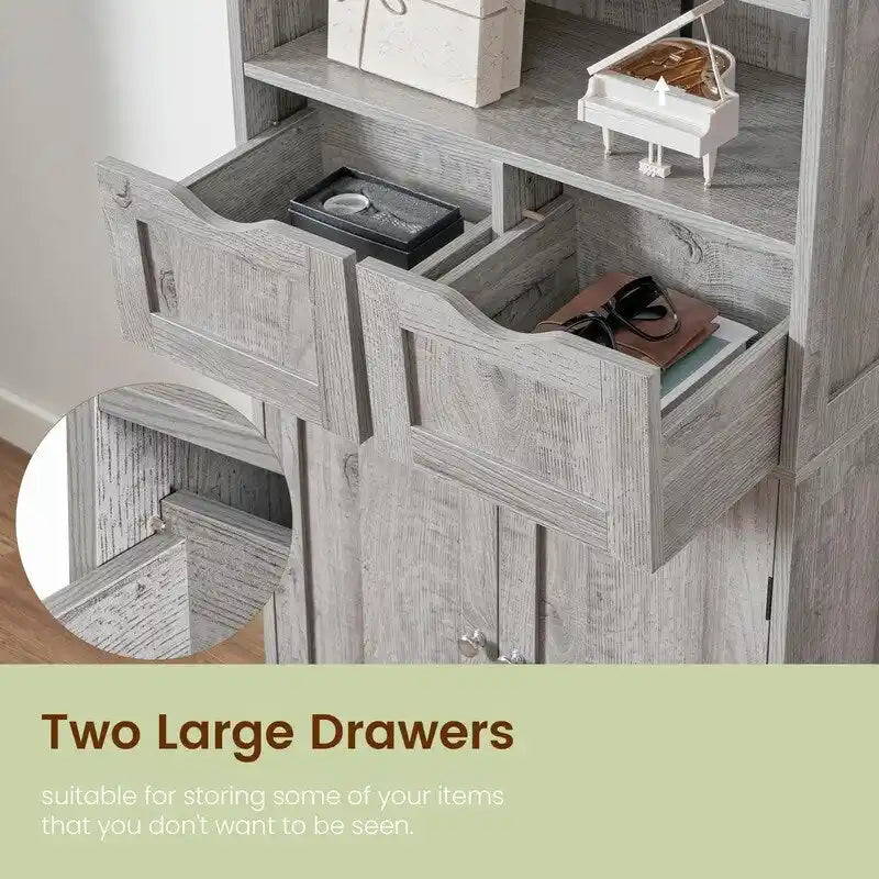 Tall Storage Cabinet with Drawers and Cupboard - 11.8D x 23.6W x 49.2H