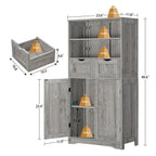 Tall Storage Cabinet with Drawers and Cupboard - 11.8D x 23.6W x 49.2H
