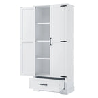 Tall Bathroom Storage Cabinet with Two Doors and One Drawer – Adjustable Shelves, White