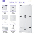 Tall Bathroom Storage Cabinet with Two Doors and One Drawer – Adjustable Shelves, White
