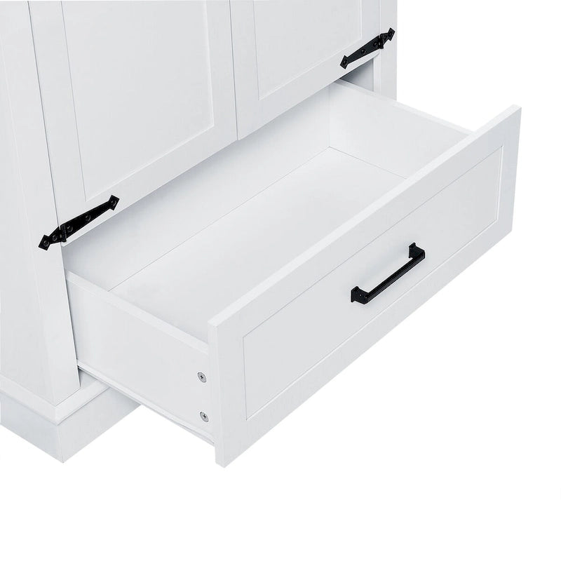 Tall Bathroom Storage Cabinet with Two Doors and One Drawer – Adjustable Shelves, White