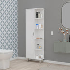 White 1-Door Linen Cabinet with 9 Shelves