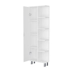White 1-Door Linen Cabinet with 9 Shelves