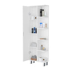 White 1-Door Linen Cabinet with 9 Shelves