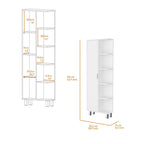White 1-Door Linen Cabinet with 9 Shelves