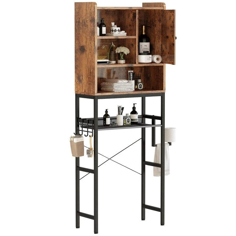 Over the Toilet Storage Cabinet with Shelves and Door