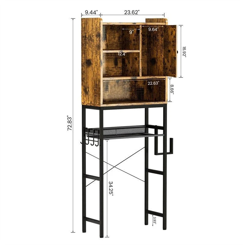 Over the Toilet Storage Cabinet with Shelves and Door