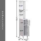 Slim Bathroom Storage Cabinet with Open Shelves and Two Doors - 51.4H x 7.2L x 12W