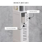 Slim Bathroom Storage Cabinet with Open Shelves and Two Doors - 51.4H x 7.2L x 12W