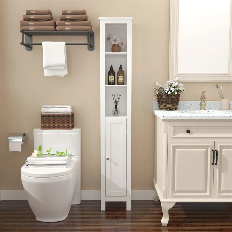 Mobile contenitore alto da bagno con ripiani regolabili