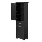 Tall Bathroom Storage Cabinet with Drawers and Adjustable Shelf