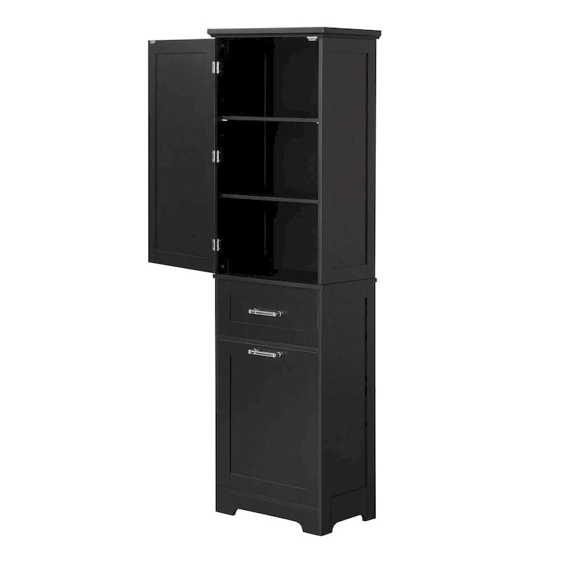 Tall Bathroom Storage Cabinet with Drawers and Adjustable Shelf