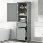 Tall Bathroom Storage Cabinet with Drawers and Adjustable Shelf