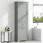 Tall Bathroom Storage Cabinet with Drawers and Adjustable Shelf