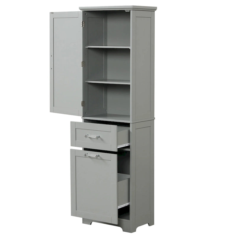 Tall Bathroom Storage Cabinet with Drawers and Adjustable Shelf