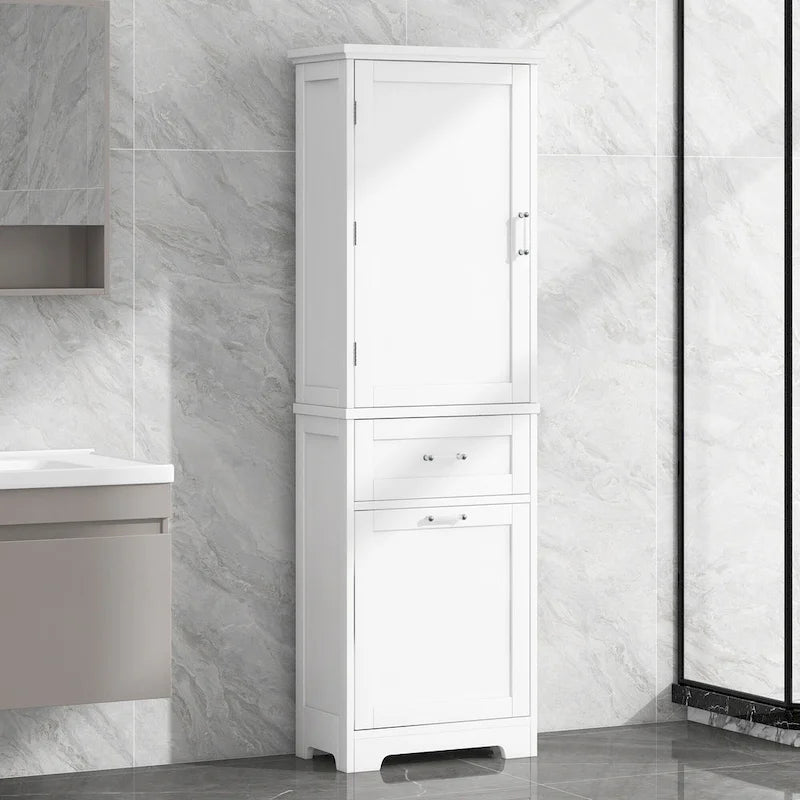 Tall Bathroom Storage Cabinet with Drawers and Adjustable Shelf