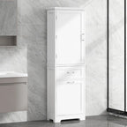 Tall Bathroom Storage Cabinet with Drawers and Adjustable Shelf