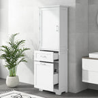 Tall Bathroom Storage Cabinet with Drawers and Adjustable Shelf