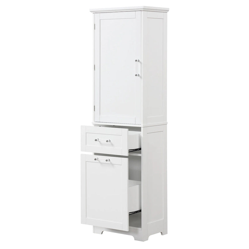 Tall Bathroom Storage Cabinet with Drawers and Adjustable Shelf