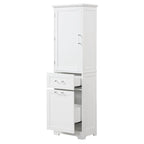Tall Bathroom Storage Cabinet with Drawers and Adjustable Shelf