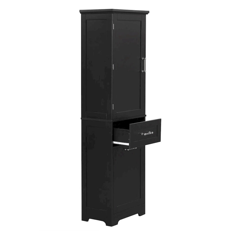 Tall Bathroom Storage Cabinet with Drawers and Adjustable Shelf