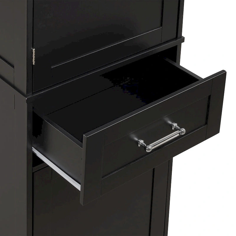 Tall Bathroom Storage Cabinet with Drawers and Adjustable Shelf