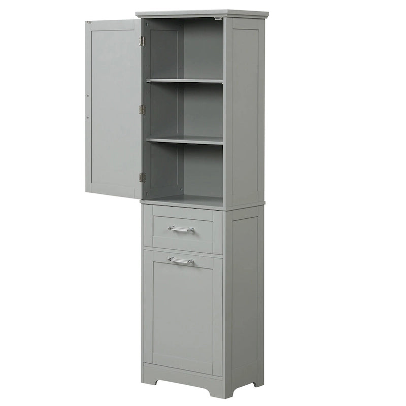 Tall Bathroom Storage Cabinet with Drawers and Adjustable Shelf