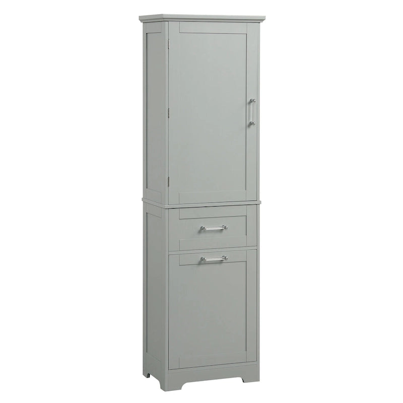 Tall Bathroom Storage Cabinet with Drawers and Adjustable Shelf