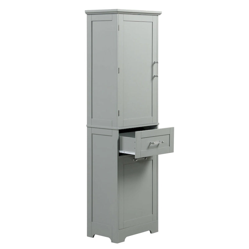 Tall Bathroom Storage Cabinet with Drawers and Adjustable Shelf