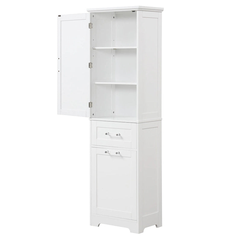 Tall Bathroom Storage Cabinet with Drawers and Adjustable Shelf