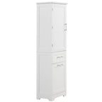 Tall Bathroom Storage Cabinet with Drawers and Adjustable Shelf