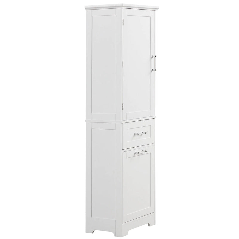 Tall Bathroom Storage Cabinet with Drawers and Adjustable Shelf