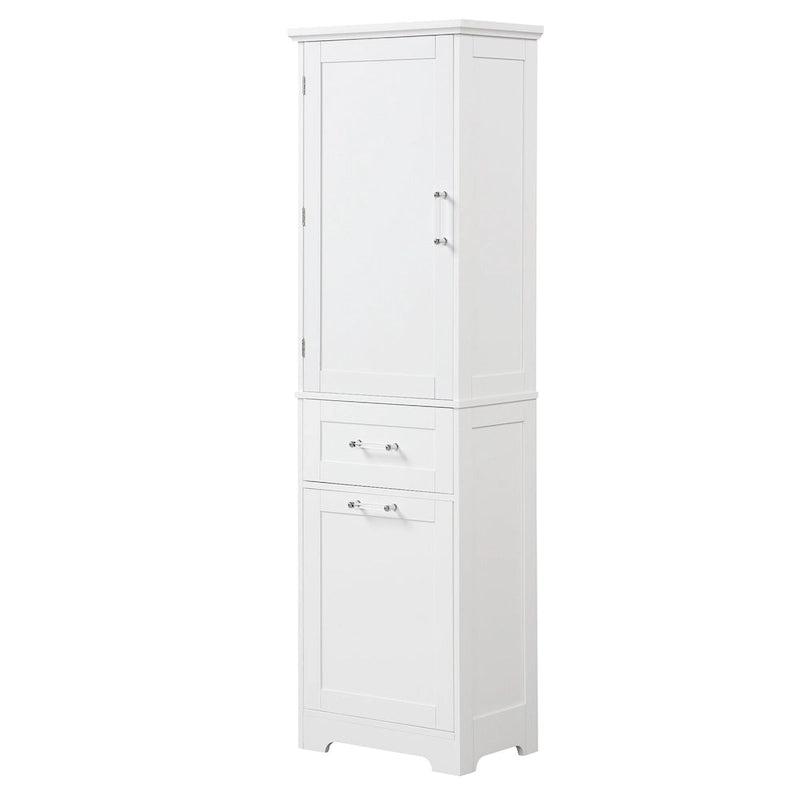 Tall Bathroom Storage Cabinet with Drawers and Adjustable Shelf