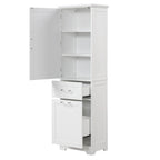 Tall Bathroom Storage Cabinet with Drawers and Adjustable Shelf