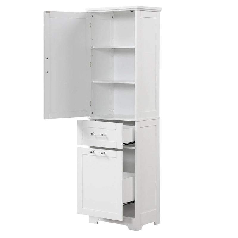 Tall Bathroom Storage Cabinet with Drawers and Adjustable Shelf